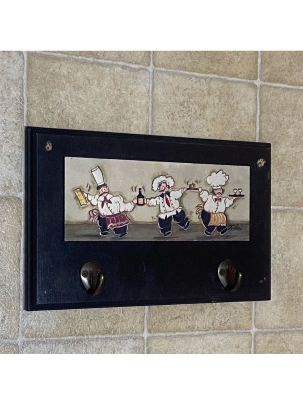 JoyโAldridge Black Chef Trio Wall Hook Plaque - Decorative Kitchen Hook Rack